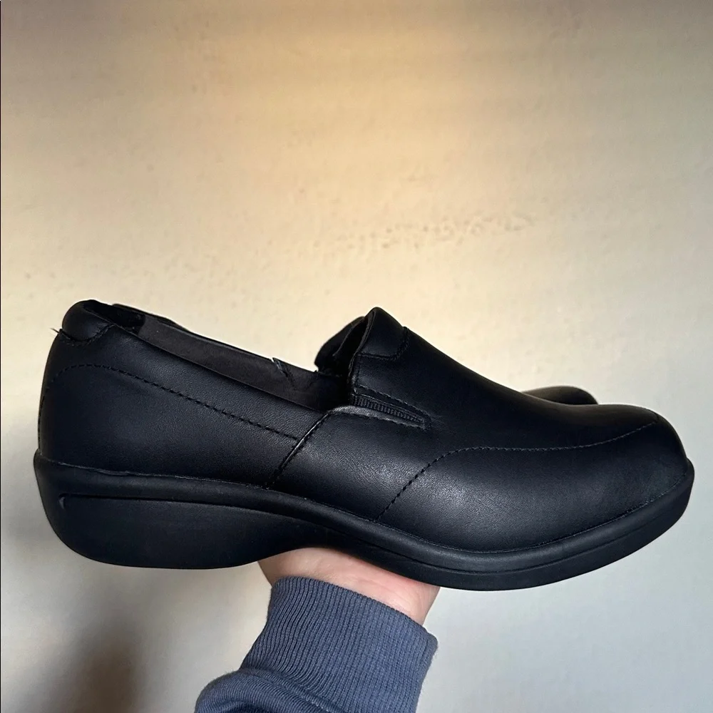 Worx Womens Black Leather Slip On Work Comfort Slip Resistant Shoes Sz‎ 10 M